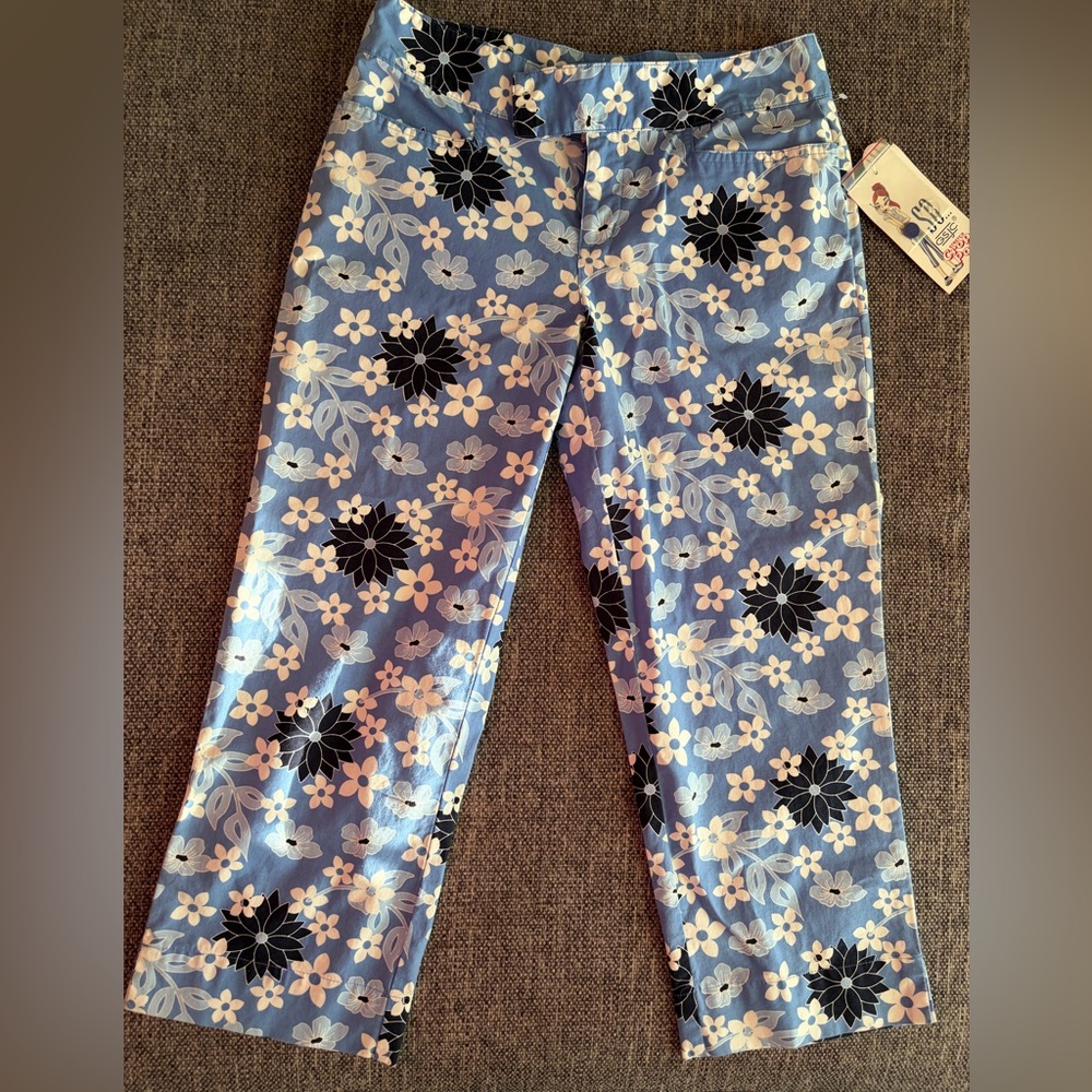 Floral Blue and Black Pants